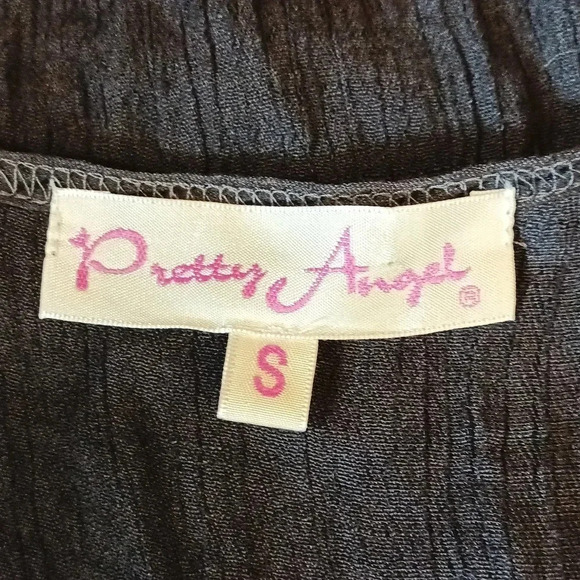 Linen blend Pretty Angel gauzy crinkly handkerchief hem -v-neck gray tank small - Picture 7 of 9